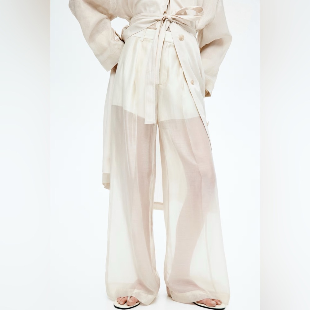 H&M EDITION WIDE-LEG SHEER PANTS - Picture 3 of 14